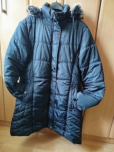 mantil s: Ženska zimska jakna sa kapuljačom, tamno plave boje, veličina XL. - — 2