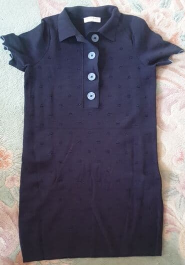 хаљине за пуније даме: SANDRO Paris polo knit haljina. Teget boje, polo model sa kragnicom i — 2