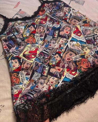 crop top h m: Majca-bluza na bretele, comics stil. Univerzalna veličina, podesive — 3