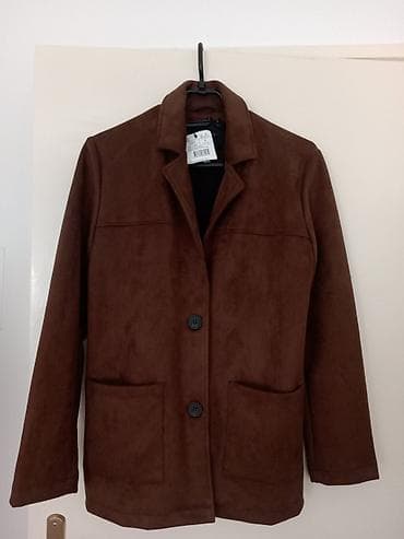 pull and bear patike zenske: Braon ženska jakna/kaput od veštačkog antilopa (suede look) – Loose — 1