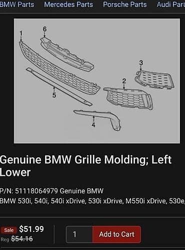 skuter za decu: LAJSNA REŠETKE G30 M ZA BMW SERIJA 5 | bmw 5 g30 lajsna rešetke leva — 4