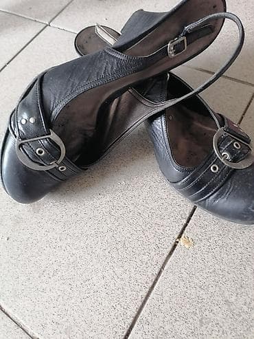 second hand kod goce: Crne ženske sandale na punu petu - Model: slingback sa otvorenom — 4