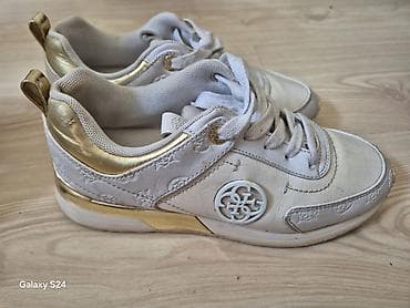 mona kais zenski bez: GUESS ženske patike – belo/zlatne - Model sa GUESS monogram reljefnim — 1
