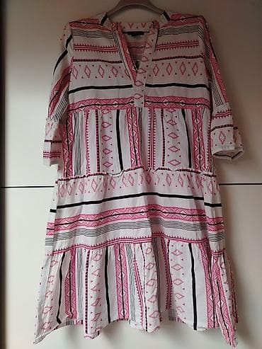 asimetricne bluze: Boho haljina sa etno printom - Model: lepršava, A-kroja sa volanima u — 1