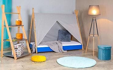 Krevet sa Nadstrešnicom i Dušekom 180x80 cm Tipi Plavi Zabavan tipi