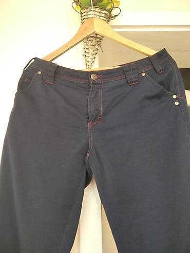 zara s: Tanje letnje pantalone, veličina 40. - Boja: tamnoplava - Kroj: ravan — 2