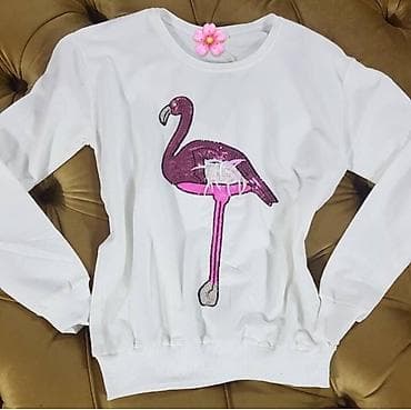 gioseppo patike: Ženska dukserica sa flamingom – bela - Model: klasičan kroj sa — 4