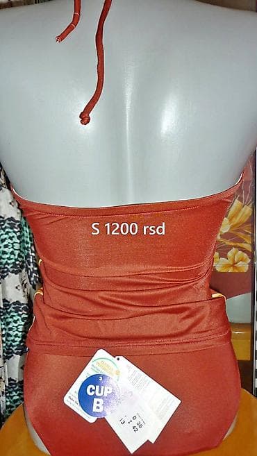 torba u: Dvodelnii kupaći kostim – tropski print - Boja: terakota/rđa sa žutim — 2