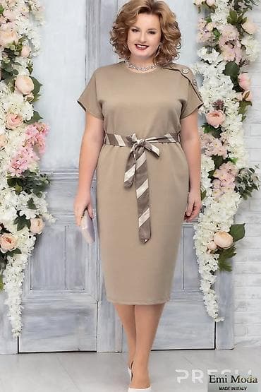 bourjois puder: Elegantna midi haljina Emi Moda (Made in Italy)gs - Kroj: pravo, midi — 1