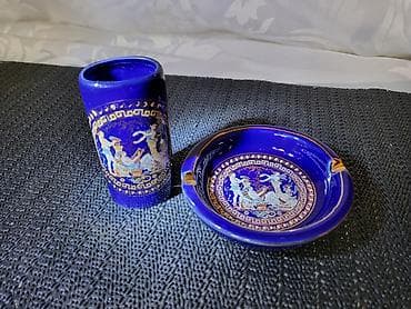 konjic na stapu: Grcki set,pepeljara,drzac za upaljac 1950g+. Set grcki,24k — 5
