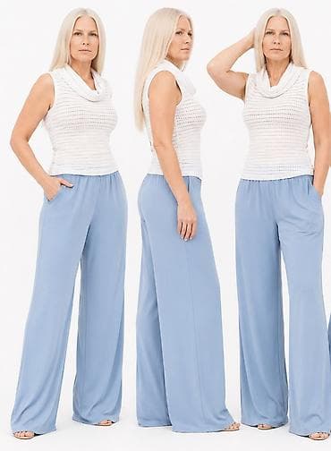 tn nike: Ženske pantalone širokih nogavica – svetloplavi denim look - Kroj — 7