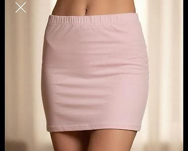 bele torbice: Mini suknja – svetloružičasta, jednobojna - Kroj: uska “bodycon” — 1