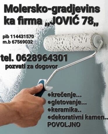 Molerski radovi
veoma povoljnoo !!!