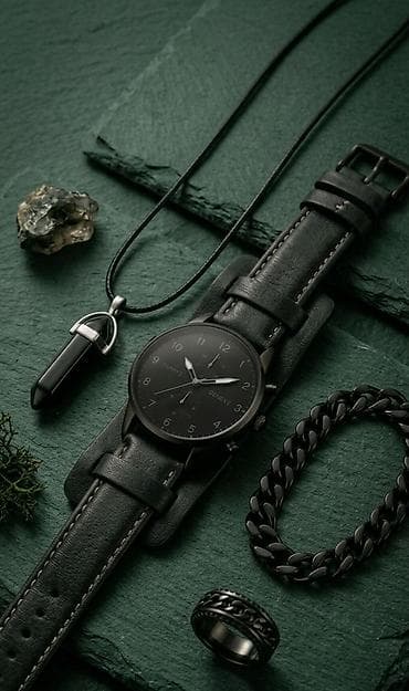 Muški set aksesoara – crni minimalistički stil - Ručni sat: kvarcni na lalafo.rs Muški set aksesoara – crni minimalistički stil - Ručni sat: kvarcni