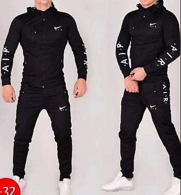 Trousers: Set, 2XL, L, M, Nike, color - Black, Cotton — 1