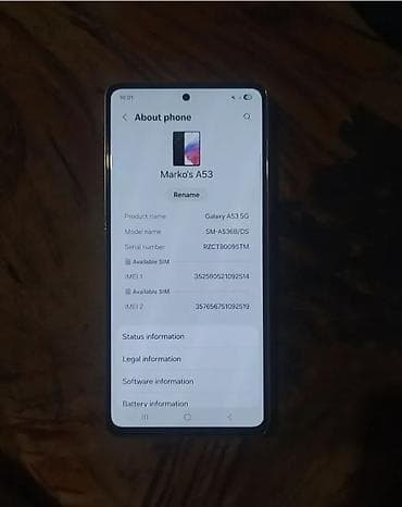 držač za glavu u autu: Samsung Galaxy A53 5G (model SM-A536B/DS), bela boja. Ključne — 2