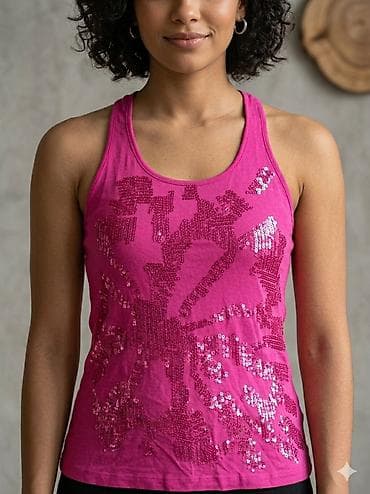 bodi s: Ženska majica bez rukava – fuksija/roze - Kroj: atletski/racerback sa — 1