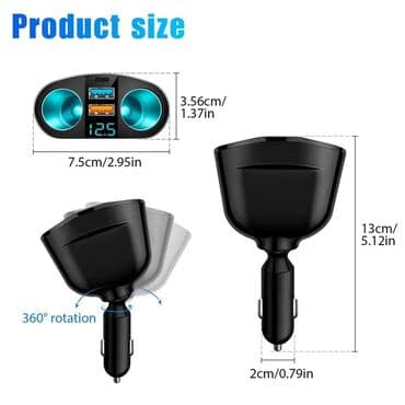 zastita za soferku: Dvodelni Spliter Auto upaljac 12V-24V, PD QC3.0, 2 USB Dvodelni — 5