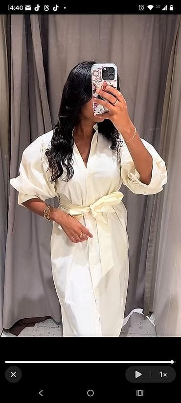 melissa obuca: Elegantna košulja-haljina u krem/beloj nijansi - Kroj: midi dužina — 3