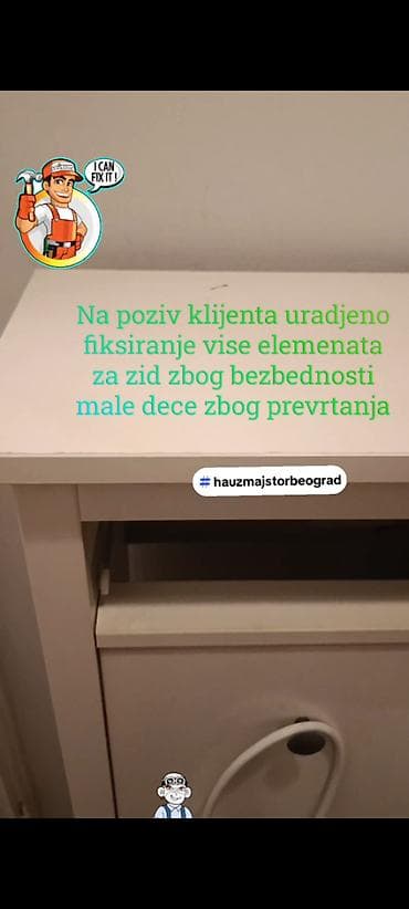 Fiskiranje namestaja za zid zbog bezbednosti dece zbog prevrtanja na lalafo.rs Fiskiranje namestaja za zid zbog bezbednosti dece zbog prevrtanja