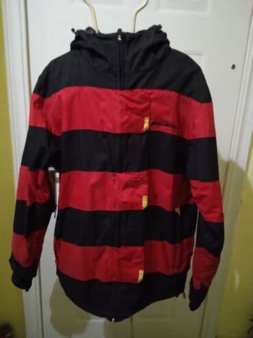 Billabong zimska/ski jakna sa kapuljačom, crno‑crvene pruge sa žutim