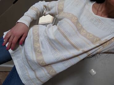 Women's Sweaters, Cardigans: Dzemper tunika C&A, belo nude oker, S/M — 8