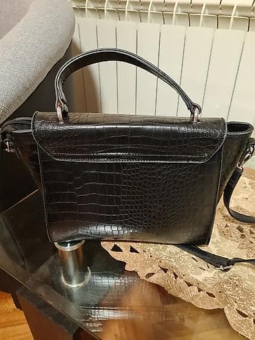 torba calzedonia: Crna torba Pink & Cosmo – kroko tekstura - Materijal: veštačka — 2