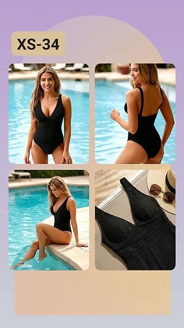 Jednodelni ženski kupaći kostim – crni, veličina XS (34) - Klasičan