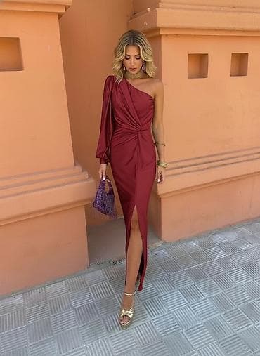 wish haljine: ✅Elegantna jednoramena midi/duga haljina sa čvor-naborima ✅2700 din S — 2