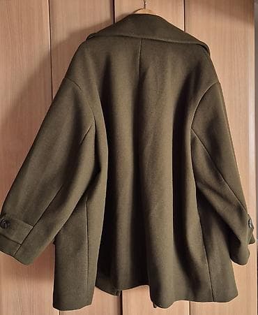 zara kamel kaput: Ženski kaput Next, model oversize/boxy kroja u maslinasto zelenoj — 3