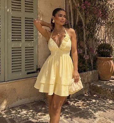 zute pantalone: Letnja mini haljina na bretele sa cvetnim detaljima
2500 din
S M L — 2