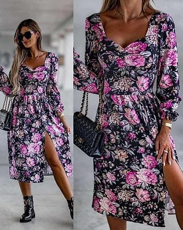 tommy hilfiger čizme: Ženska midi haljina s cvetnim printom - Kroj: midi dužina sa prorezom — 3