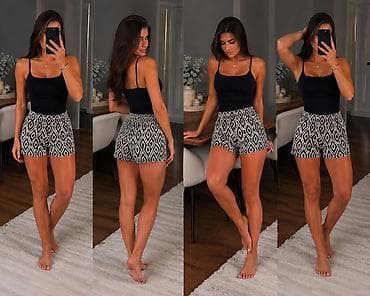 sorca: Ženske šorts pantalone sa visokim strukom i etno/geomterijskim uzorkom — 1