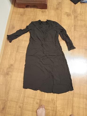 zara odeća: Duga crna haljina sa dugim rukavima - Boja: crna - Kroj: ravna — 1