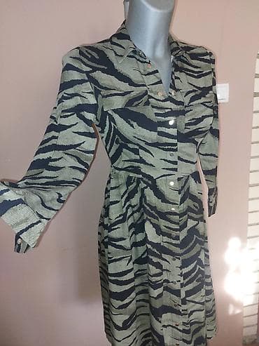 Ostalo: MOHITO HALJINA Predivna, laka haljina, kombinacija maslinasto zelene i — 2