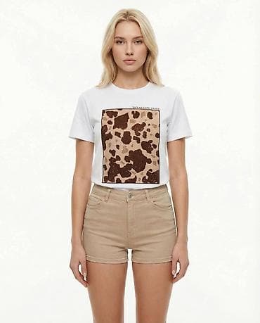 Ženska pamučna majica sa kratkim rukavima – Texas Cow Print -