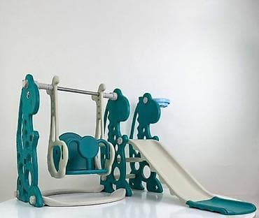 decija ljuljaska za dvoriste: Dečiji set za igru 3-u-1: tobogan + ljuljaška + koš - — 3