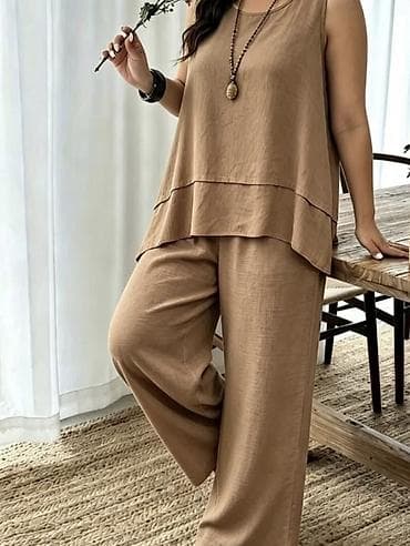 Kompleti: Komplet tunika siroka bez rukava i široke pantalone. - Model — 2