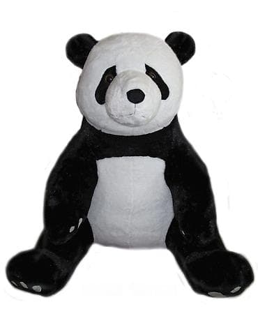 kape sa usima: Velika plišana panda - Realističan crno-beli dizajn sa naglašenim — 1