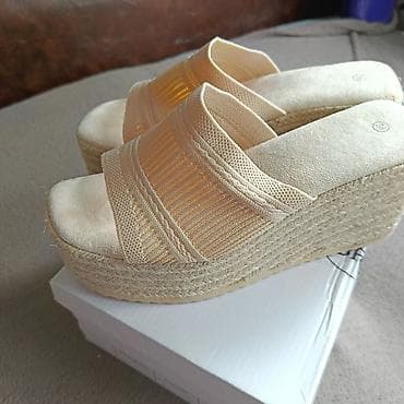 altramarea shoes italy: Ženske platforme/klompe – bež - Model: otvorene platforme sa širokom — 2