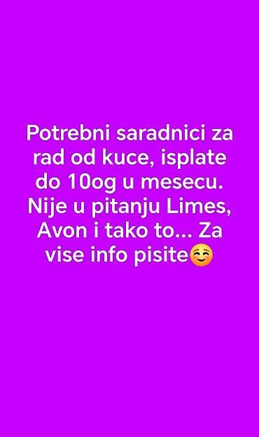 Administrativno osoblje: Za više info, pišite mi ☺️ — 1