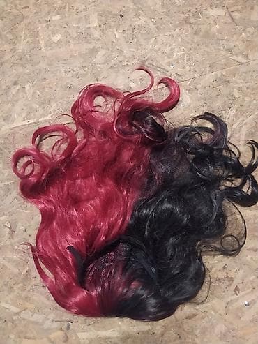 sako l: Perika dugačka,polukovrdžava,crveno - crna,ima šiške,prelepa — 10