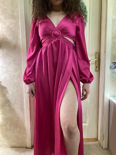 ramax nova kolekcija 2023: Nova sa etiketom satenska pink haljina uni veličine, do xl jer je guma — 3