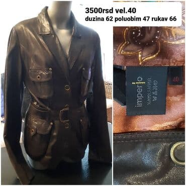 Ostale jakne, kaputi, prsluci: Kožna ženska jakna – Imperio by Veronica - Veličina: 40 - Dimenzije