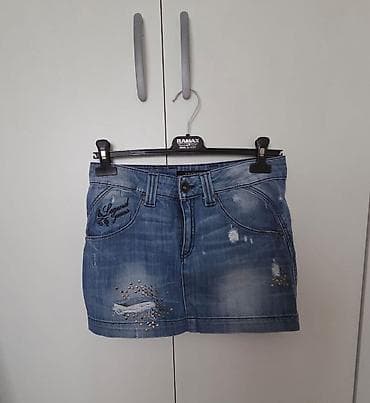teksas kombinezoni prodaja: Ženska teksas mini suknja – Legend Jeans - Materijal: klasični plavi — 1