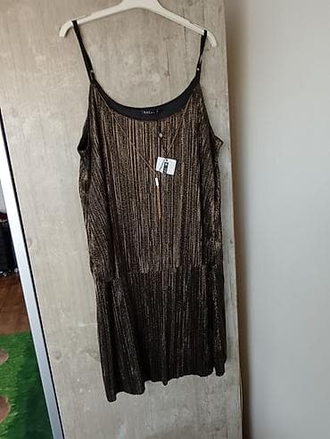 Bréal večernja haljina sa naramenicama + dugi zlatni lančić - Brend