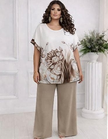 nike sandale za vodu: Damski komplet – široke pantalone i bluzica sa floralnim printom - — 2