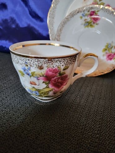 solje za caj: Set 1950g+ Mitterteich porcelan Bavaria. Trodelni set,sve na njemu — 6