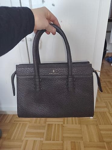 torbe za put: Regina Schrecker kožna torba – tamnosiva/ugljen siva - Materijal — 4