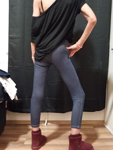 helanke za zimu: Ženske helanke – model u stilu „jeggings“. - Boja: tamno plava/denim — 2